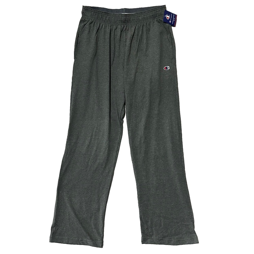 Mens Champion Lightweight Cotton Jersey‎ Pants Dark Gray Flowy Bottom Large NWT
